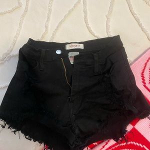 Vibrant black jean shorts high rise